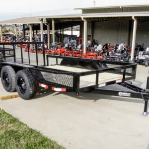 6.4×12 Dovetail Utility Trailer with Side Baskets (2) 3500lb Axles